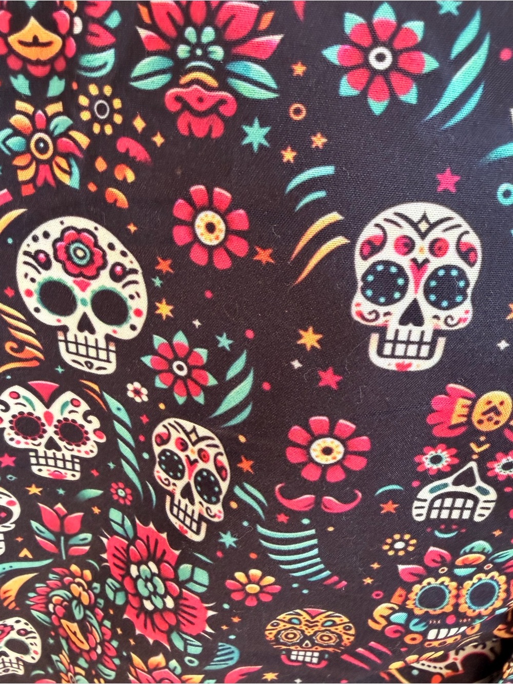 Black Floral Sugar Skull Casual Button-Down Shirt